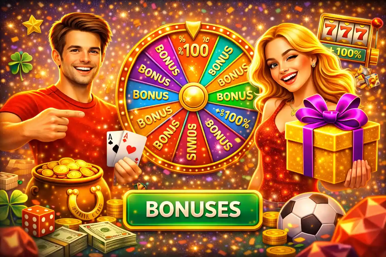 วงล้อลุ้นโชคโบนัส หมุนวงล้อเสี่ยงโชคเพื่อรับโบนัสฟรีสปินและรางวัลใหญ่มากมายทุกวัน