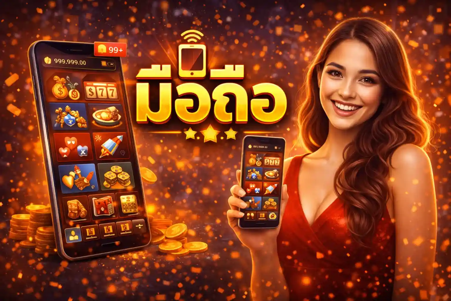 หน้าจอแอปพลิเคชั่นคาสิโนบนสมาร์ทโฟนเมนูภาษาไทย ใช้งานง่ายสะดวกทุกที่